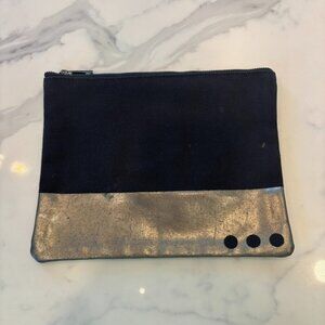 Three Dots Black Metallic Pouch Bag